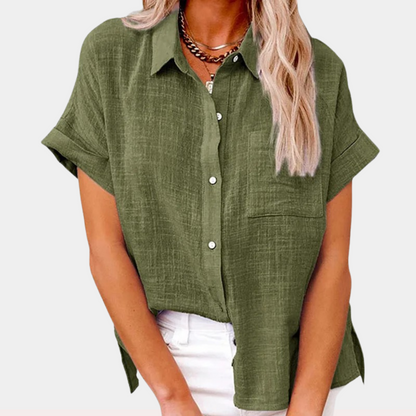 Blusa de Algodón-Lino Ligera para Damas