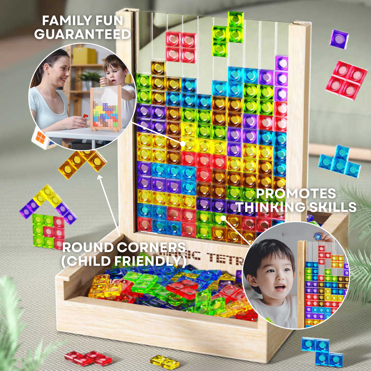 Tablero Ecoblock Tetris - Rompecabezas de Madera Sostenible
