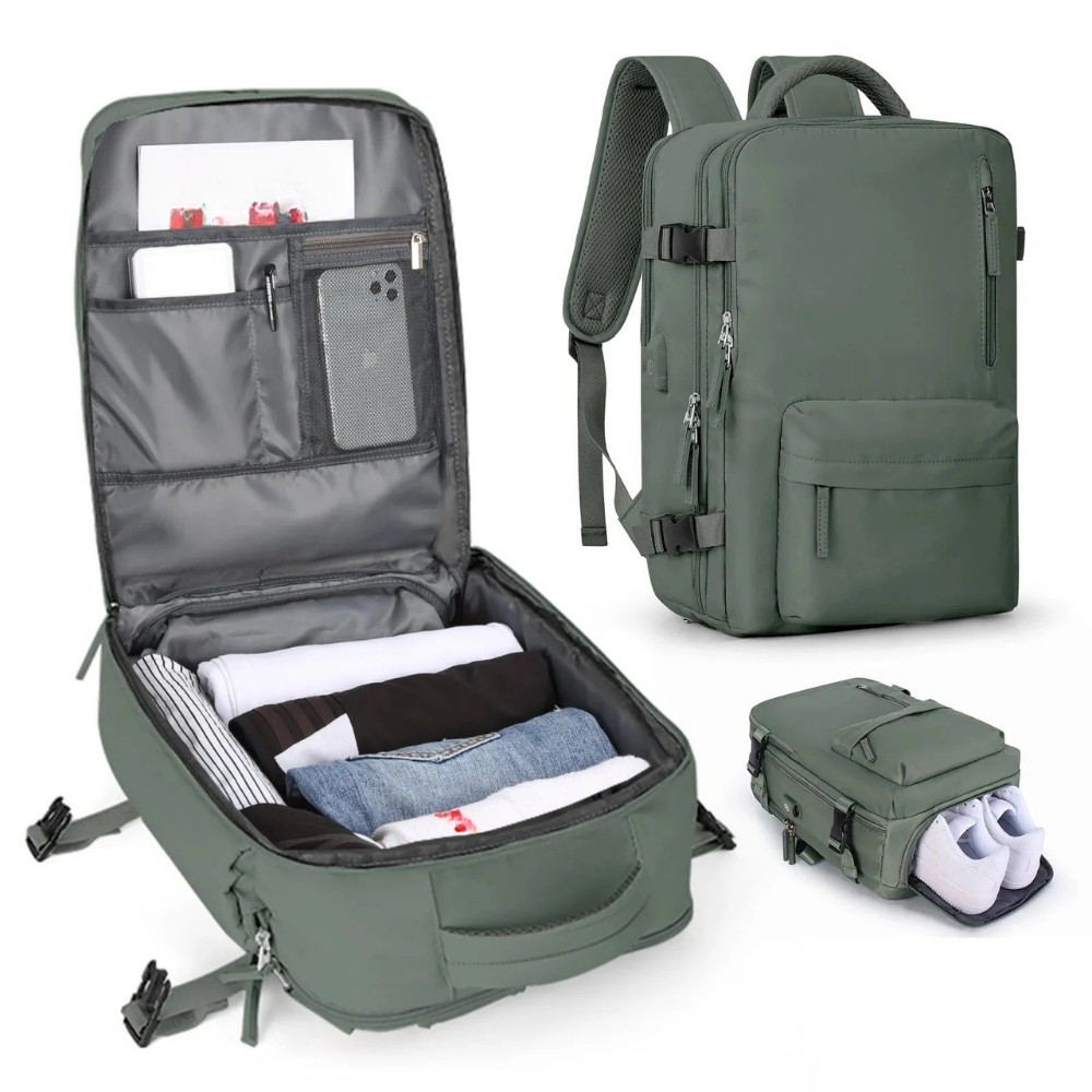 Mochila de Viaje - Compartimentos Grandes - Bolsillo para Zapatos