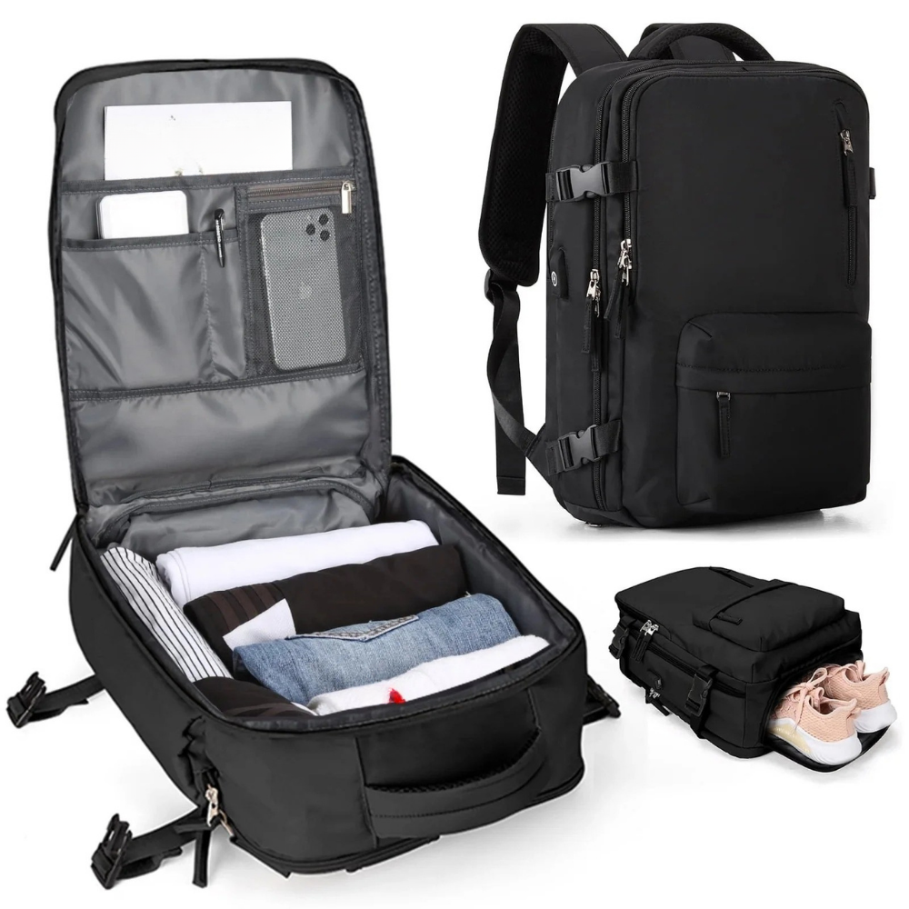 Mochila de Viaje - Compartimentos Grandes - Bolsillo para Zapatos