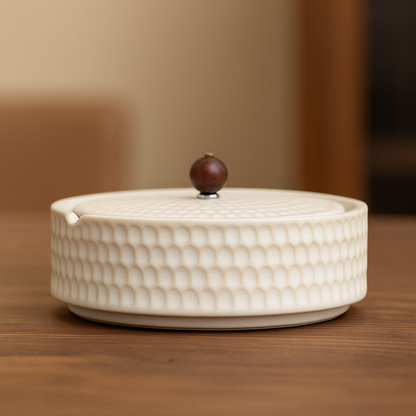 Cenicero Cerámica Hecho a Mano - Tapa Madera ZenFlame