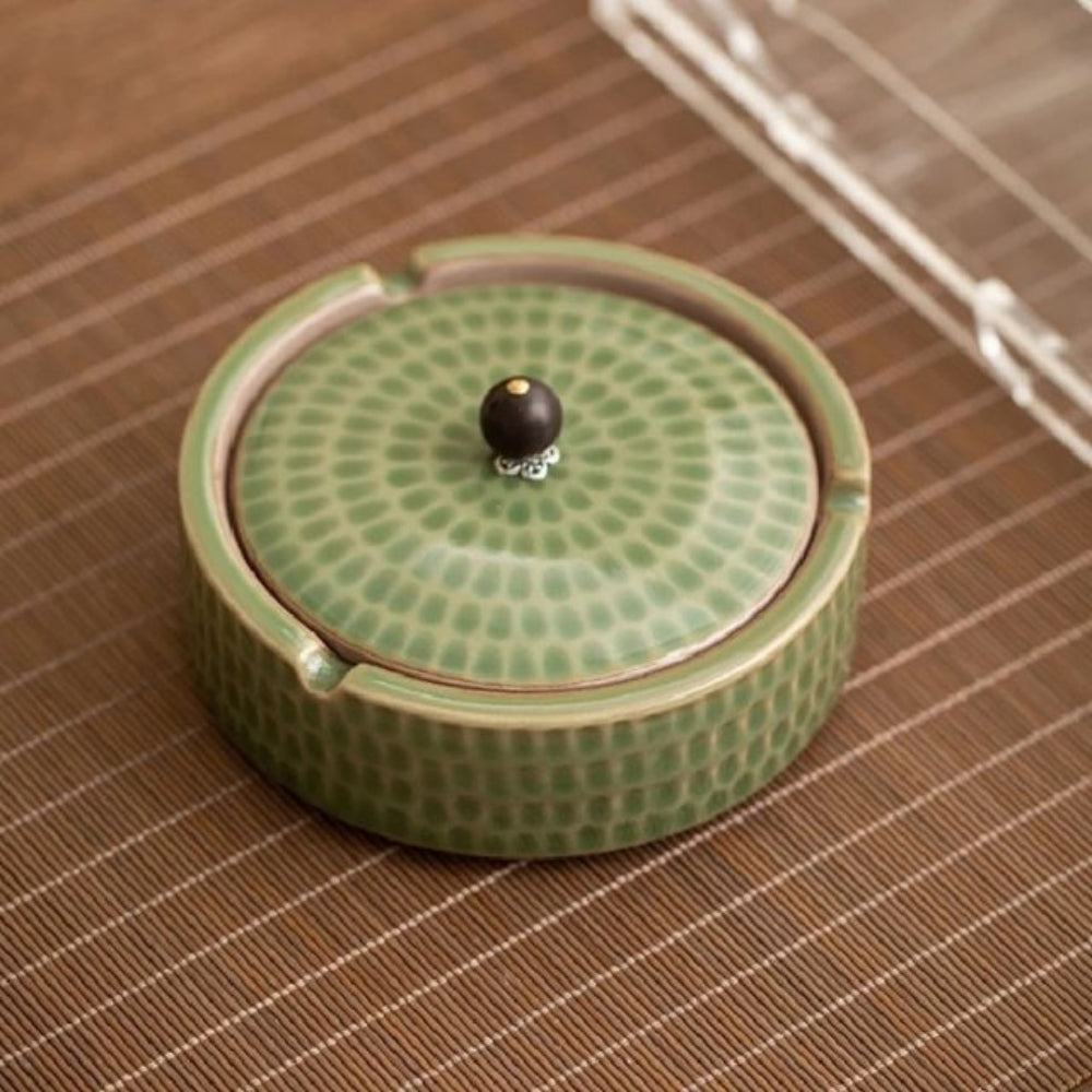 Cenicero de Cerámica con Tapa de Madera ZenFlame