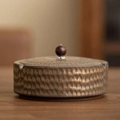 Cenicero Cerámica Hecho a Mano - Tapa Madera ZenFlame