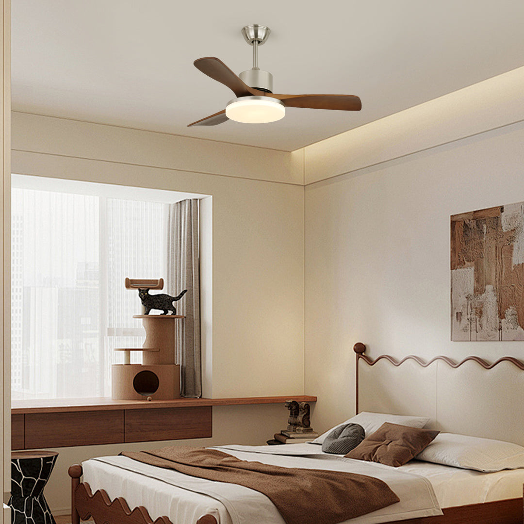 LuxeBreeze - Ventilador de Techo de Madera - Brillo Sutil - Estilo Contemporáneo