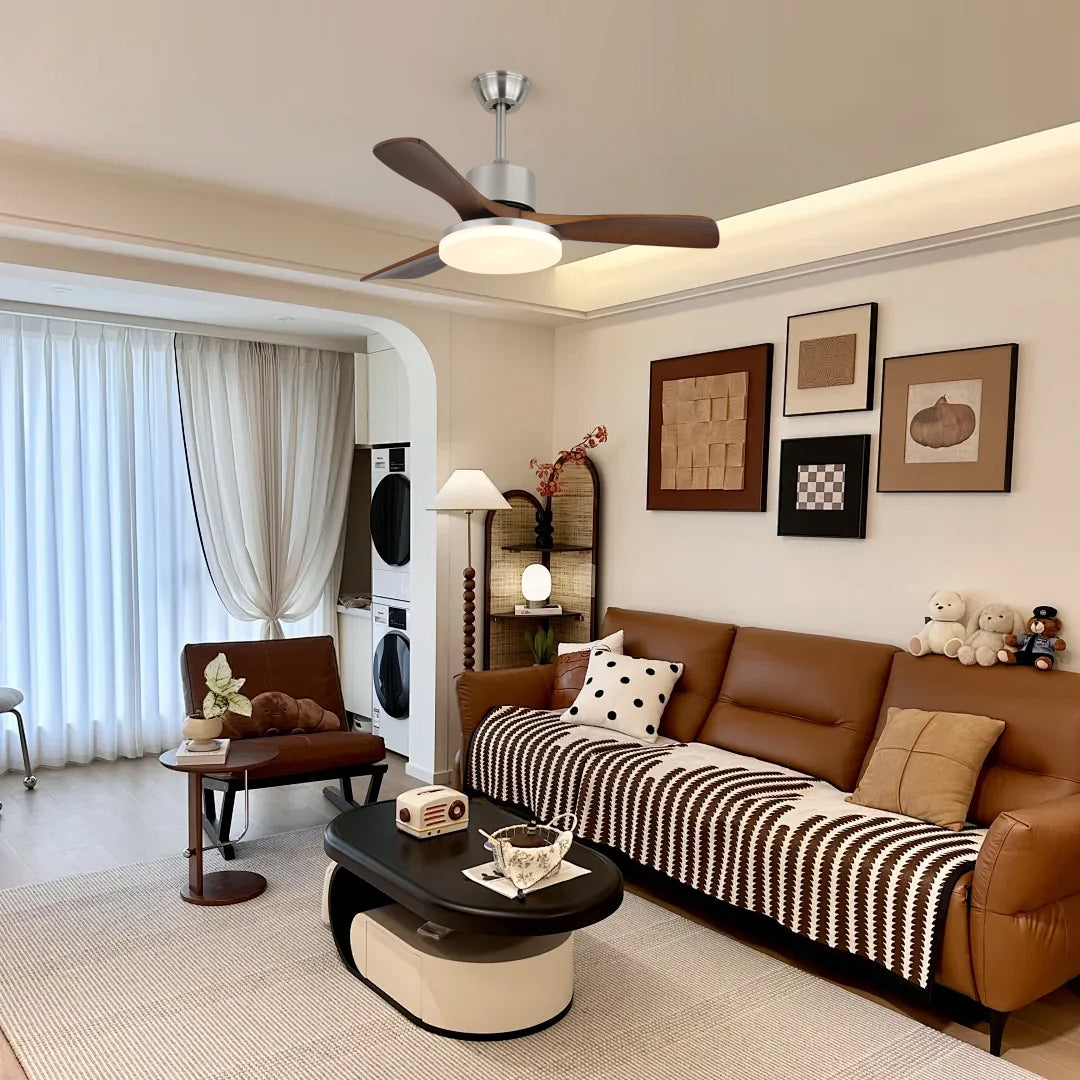 LuxeBreeze - Ventilador de Techo de Madera - Brillo Sutil - Estilo Contemporáneo