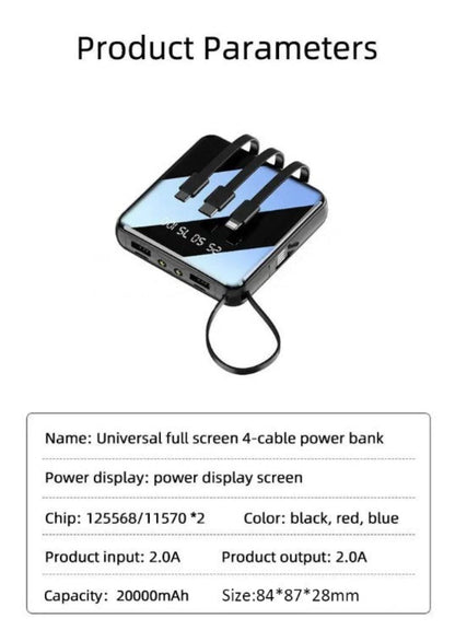 4-Cable 20000 Mini Power Bank