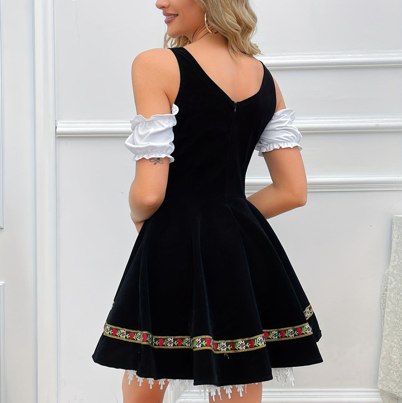 Vestido Dirndl para Damas - Sin Hombros - Material de Alta Calidad - Perfecto para Oktoberfest