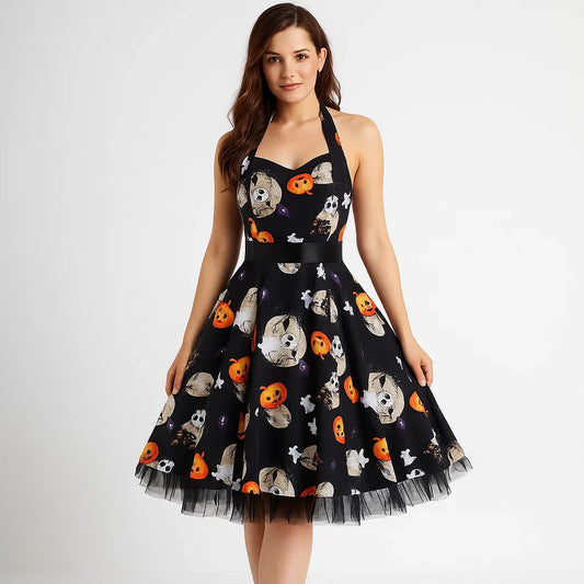 Robe Midi Halloween - Imprimé Dessin Animé - Style Unique Chic