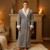 VeluSoft Bata de Fleece Elegante - Acabado Contraste Lujoso - Relax