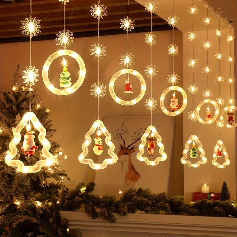 Luces LED Multicolor para Árbol de Navidad – 8 Modos con Adornos Mini