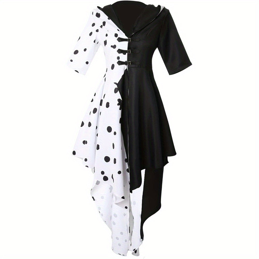 Vestido Disfraz Halloween Mujer - Dálmata Asimétrico Capucha
