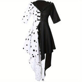 Vestido Halloween Mujer Dálmata Asimétrico con Capucha