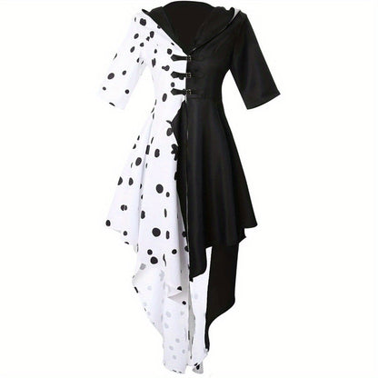 Vestido Disfraz Halloween Mujer - Dálmata Asimétrico Capucha