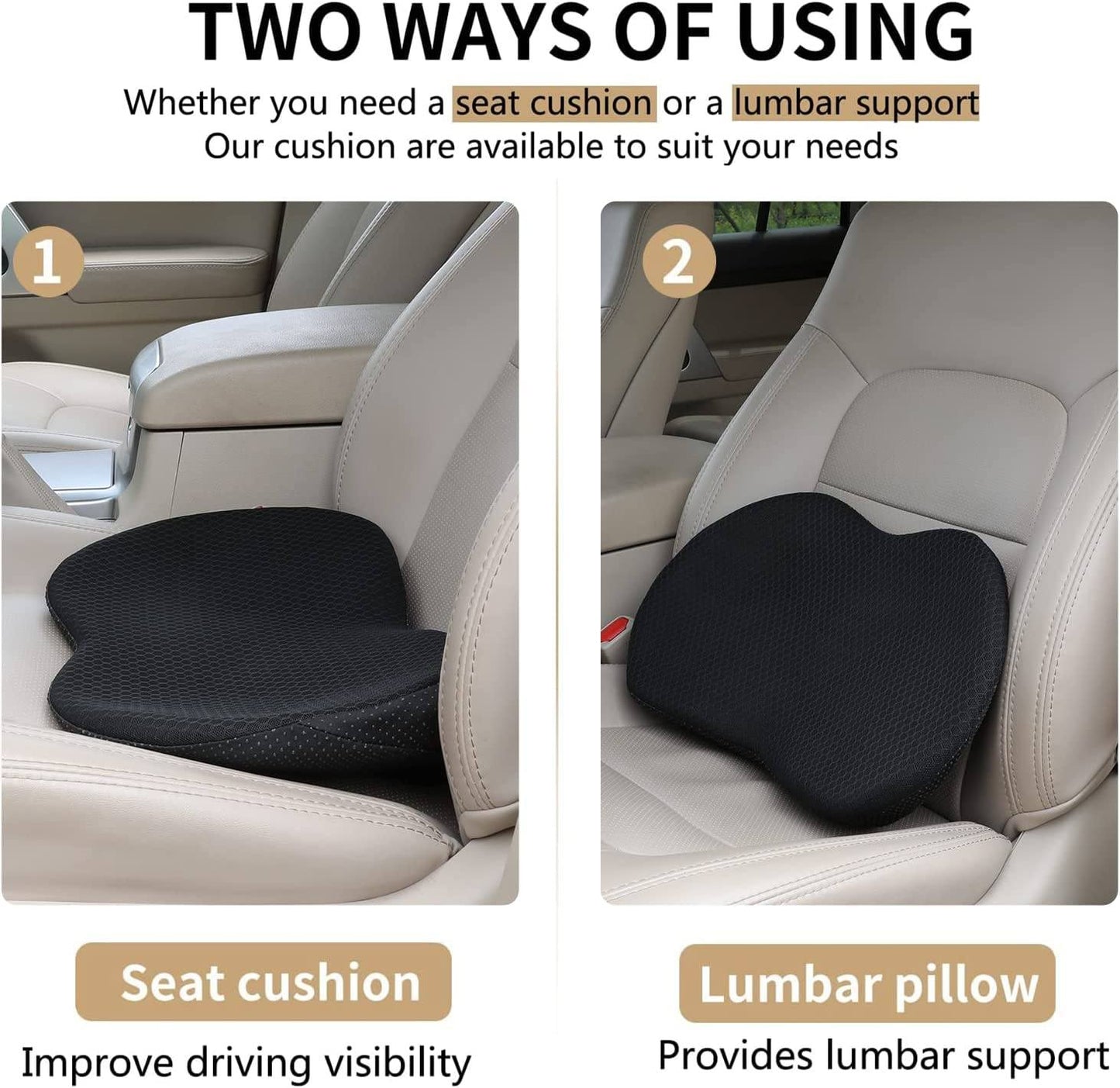 Cojín Viscoelástico para Asiento de Coche - Soporte Ergonómico