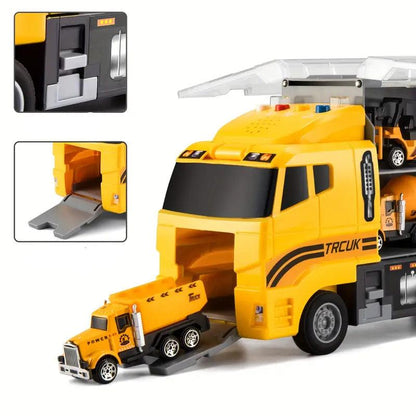 Juego Vehículos Construcción Niños con Estuche Portátil