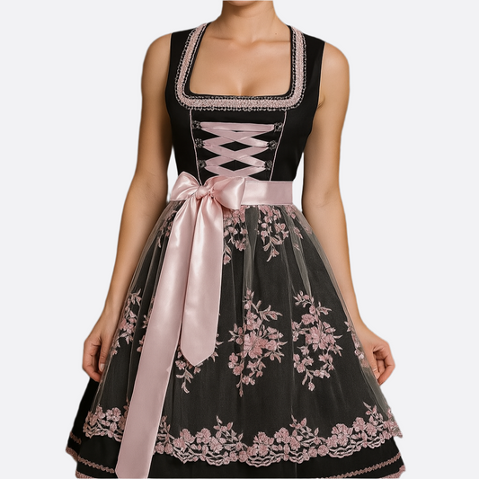 Dame Dirndl Vestido - Tejido Ligero - Rosa Elegante - Perfecto para Oktoberfest