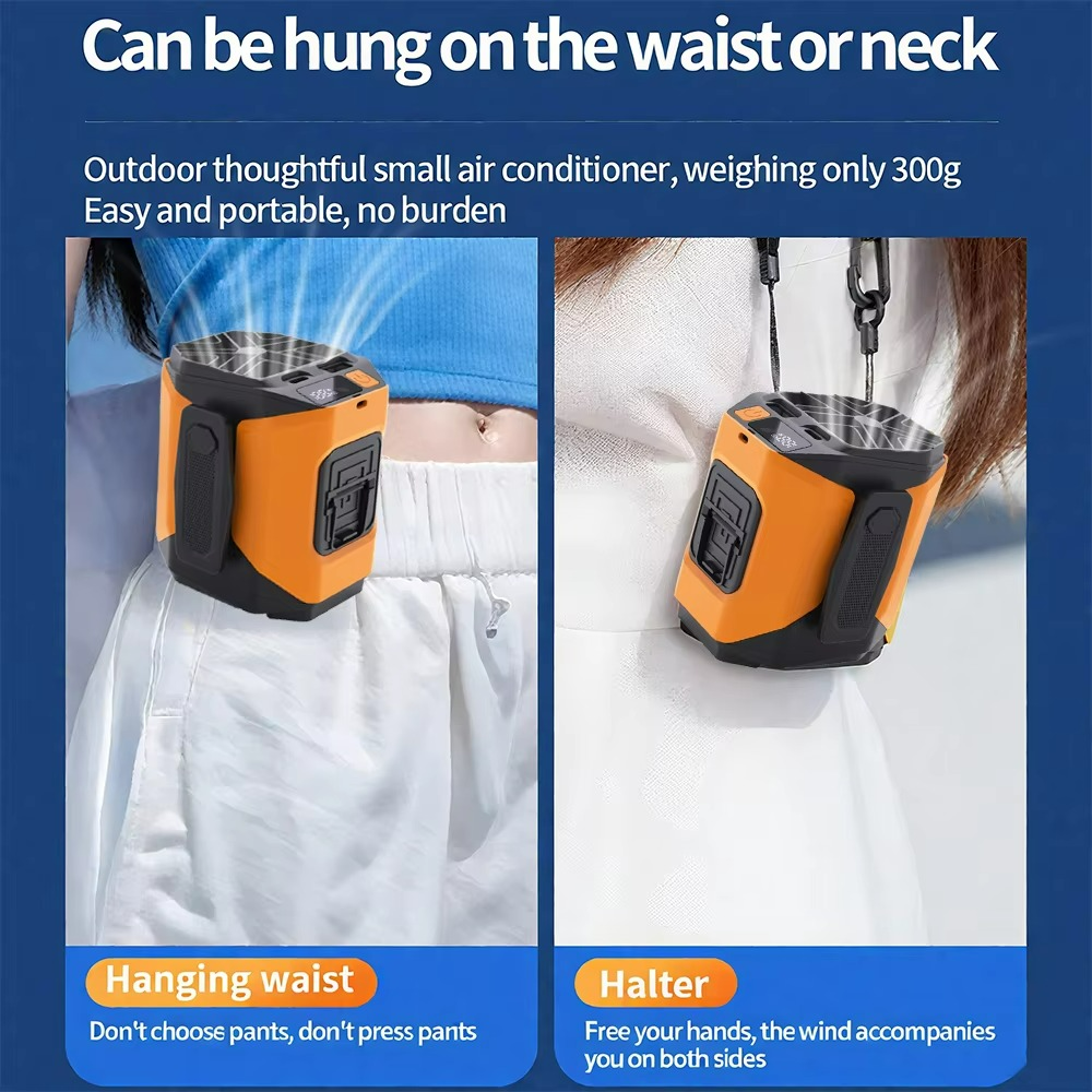 Ventilador de Cintura Portátil - Batería Externa - Linterna Integrada