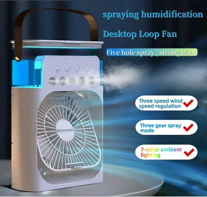 Ventilador de Enfriamiento Tres en Uno - Pequeño - Multifuncional - Portátil