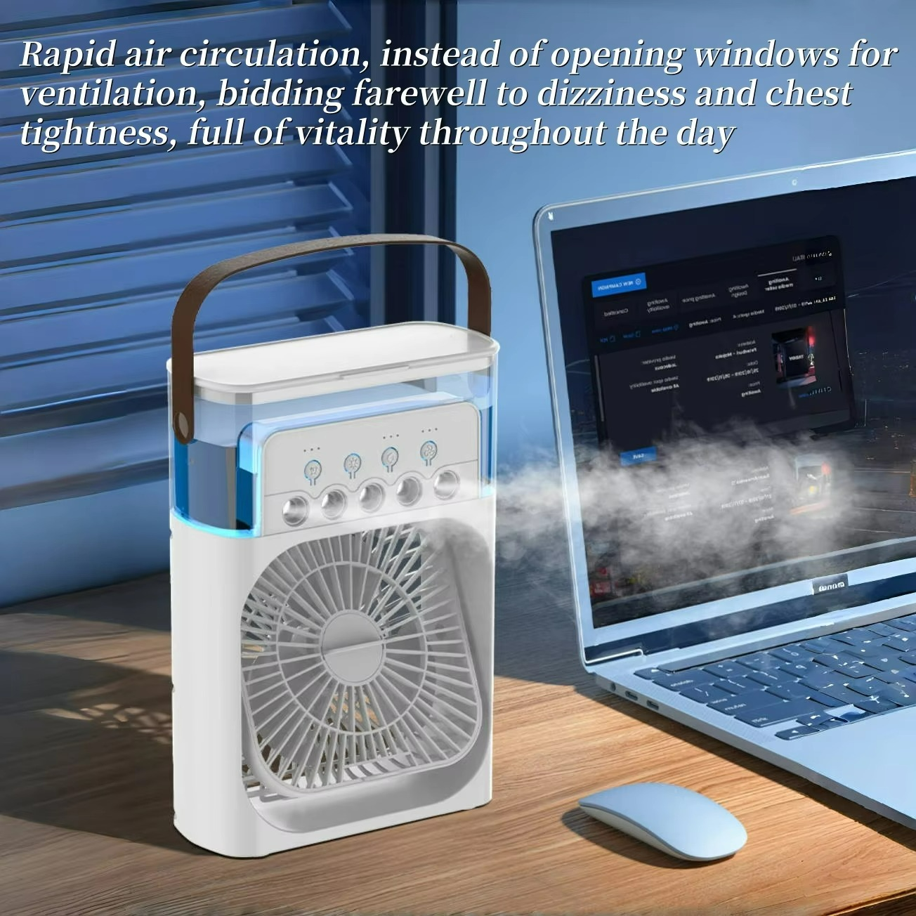 Ventilador de Enfriamiento Tres en Uno - Pequeño - Multifuncional - Portátil
