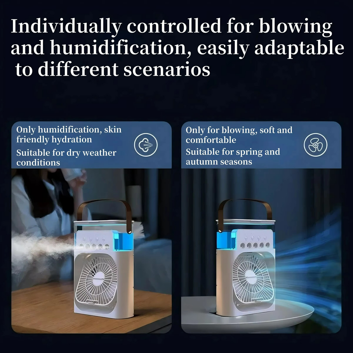 Ventilador de Enfriamiento Tres en Uno - Pequeño - Multifuncional - Portátil