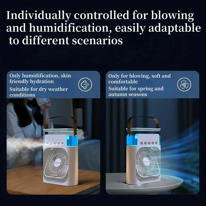 Ventilador de Enfriamiento Tres en Uno - Pequeño - Multifuncional - Portátil