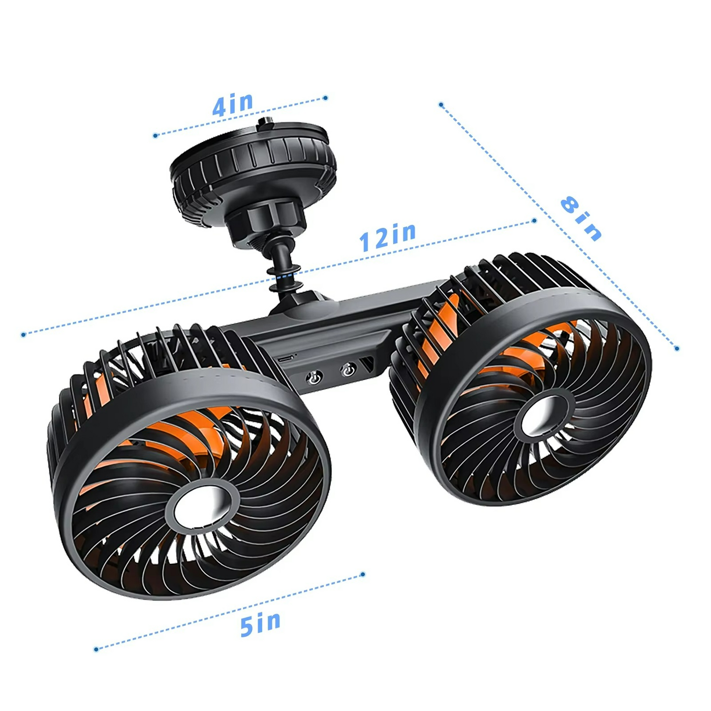 Ventilador Doble Cabeza - Potente Ventosa - Para Automóviles