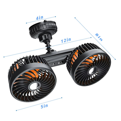 Ventilador Doble Cabeza - Potente Ventosa - Para Automóviles