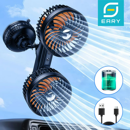 Ventilador Doble Cabeza - Potente Ventosa - Para Automóviles
