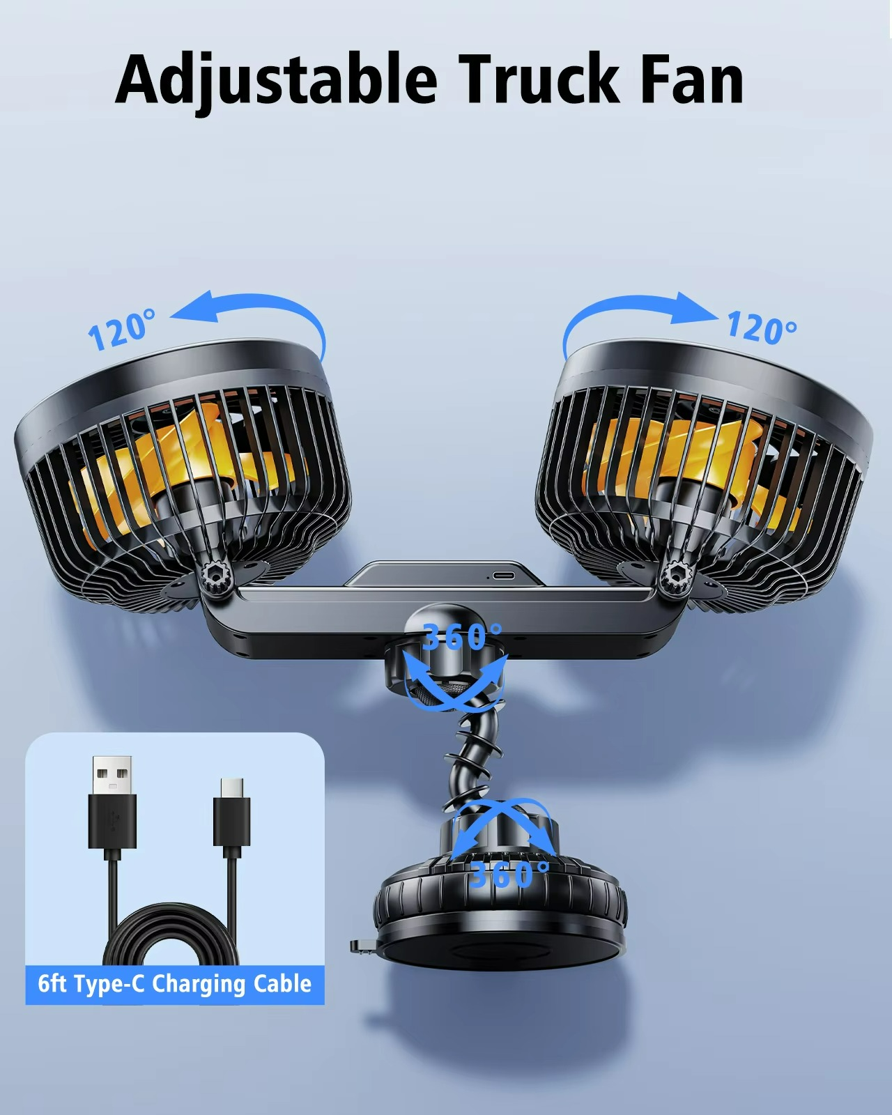 Ventilador Doble Cabeza - Potente Ventosa - Para Automóviles