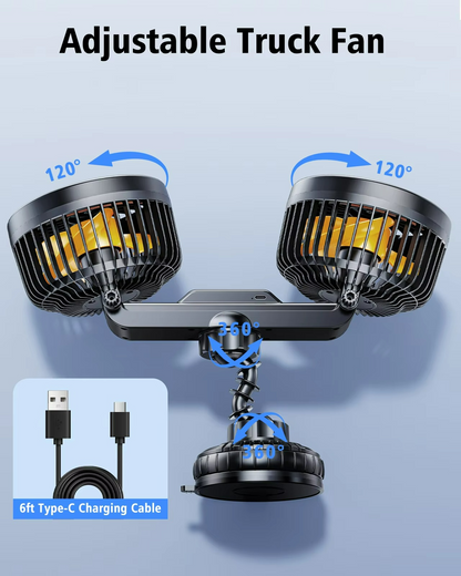 Ventilador Doble Cabeza - Potente Ventosa - Para Automóviles