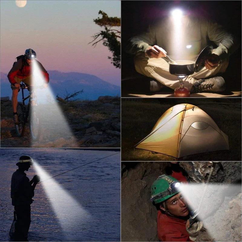 LINTERNA FRONTAL LED POTENTE Y RESISTENTE AL AGUA CON ZOOM Y BATERÍA RECARGABLE PARA ACTIVIDADES AL AIRE LIBRE