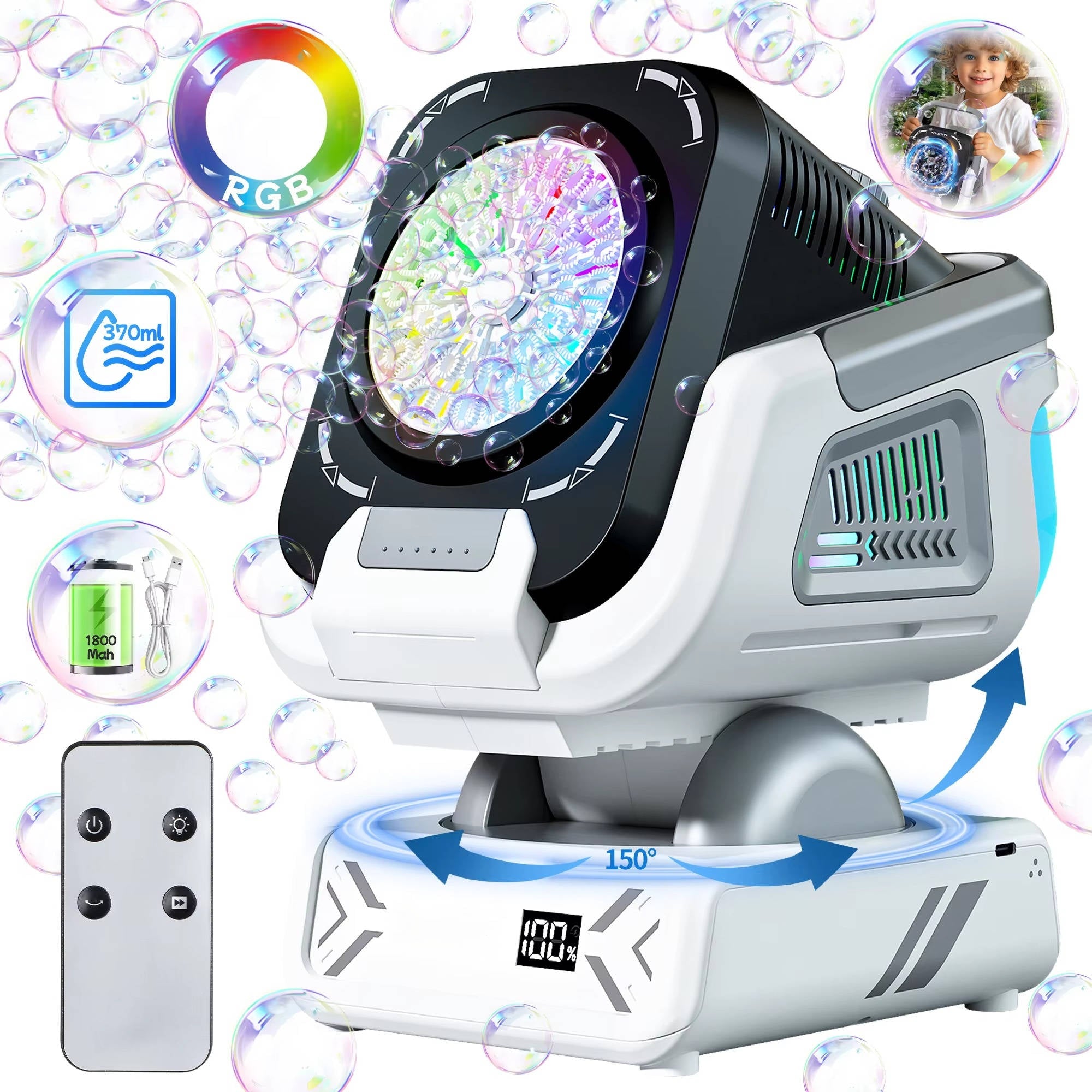 Máquina de Burbujas para Fiesta con Luces RGB