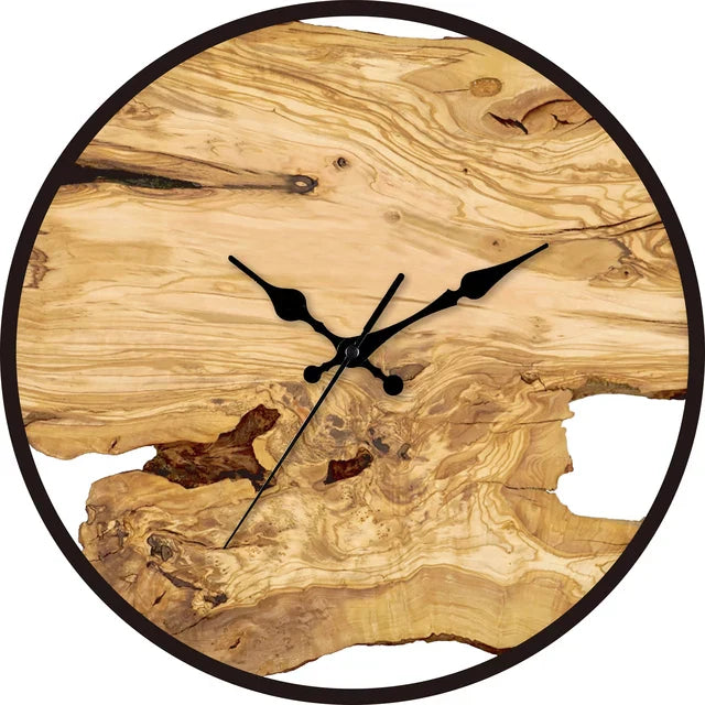 Reloj de Pared Rústico - Madera Natural - Números Romanos