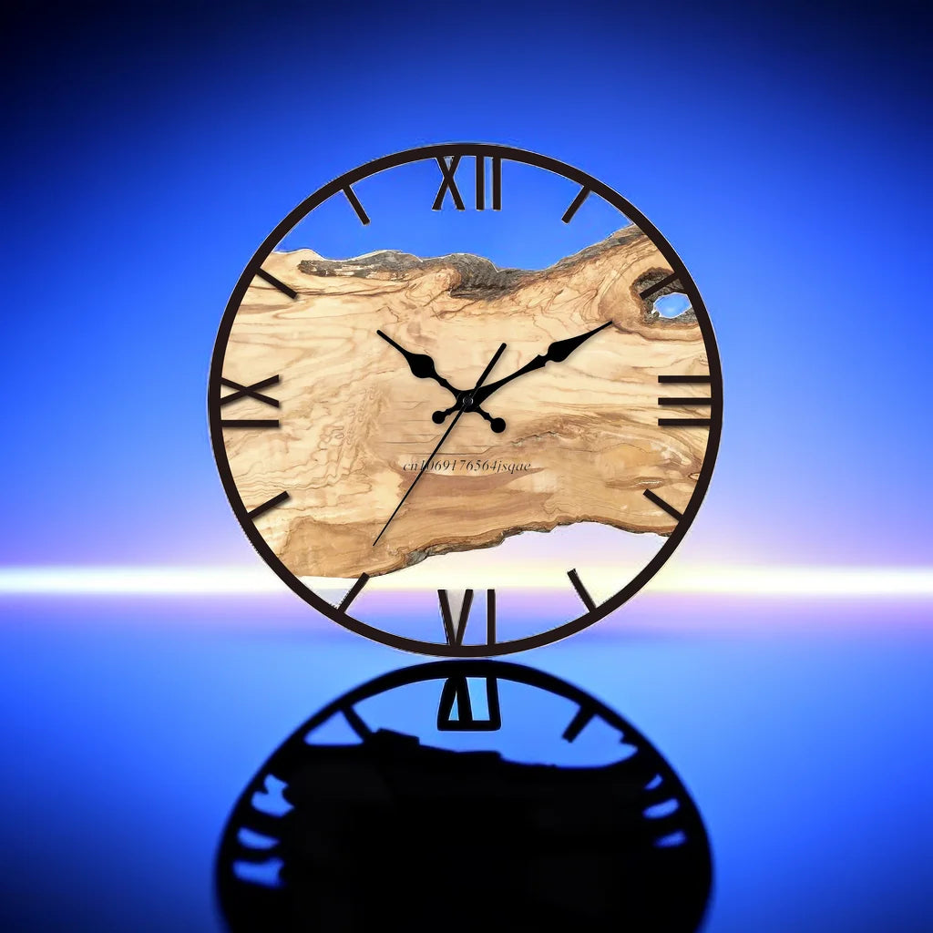 Reloj de Pared Rústico - Madera Natural - Números Romanos