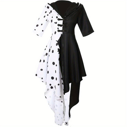 Vestido Disfraz Halloween Mujer - Dálmata Asimétrico Capucha