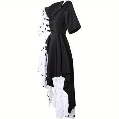 Vestido Disfraz Halloween Mujer - Dálmata Asimétrico Capucha