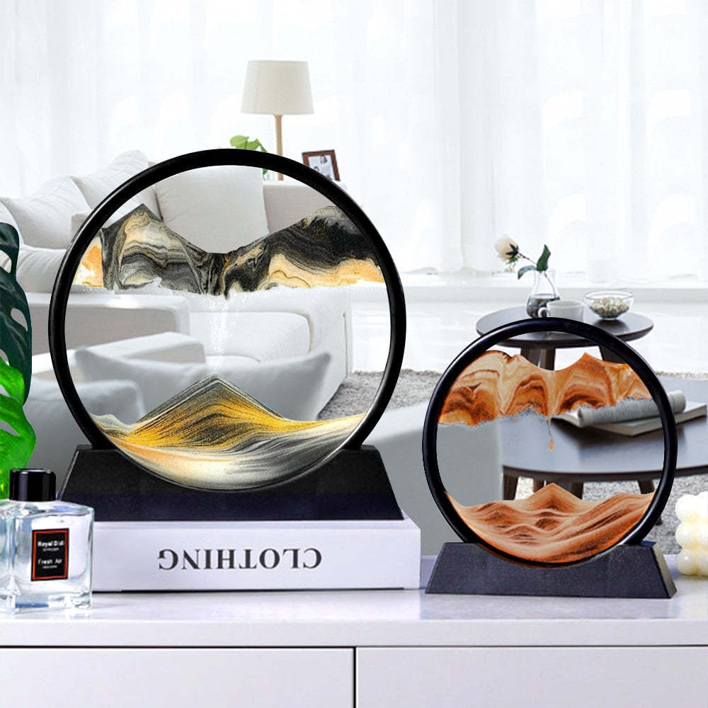 Arte de Arena 3D en Movimiento - Decoración Relajante de Vidrio