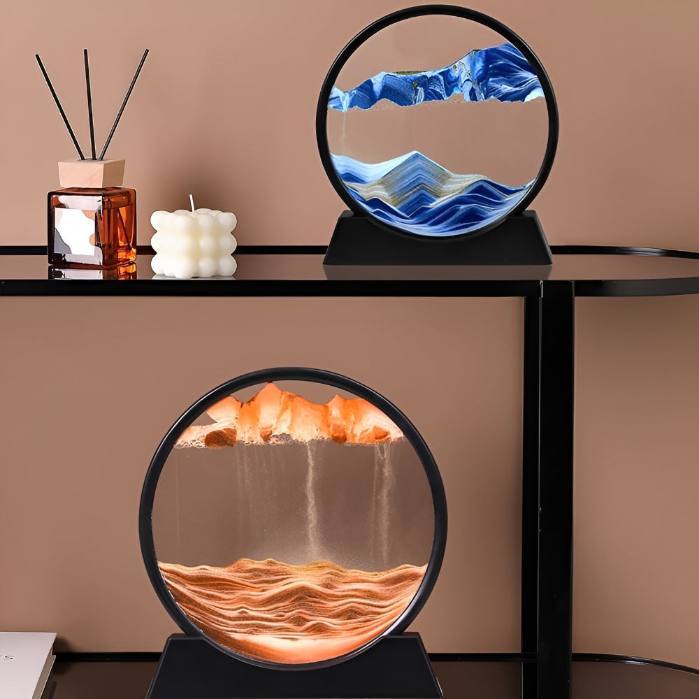 Arte de Arena 3D en Movimiento - Decoración Relajante de Vidrio