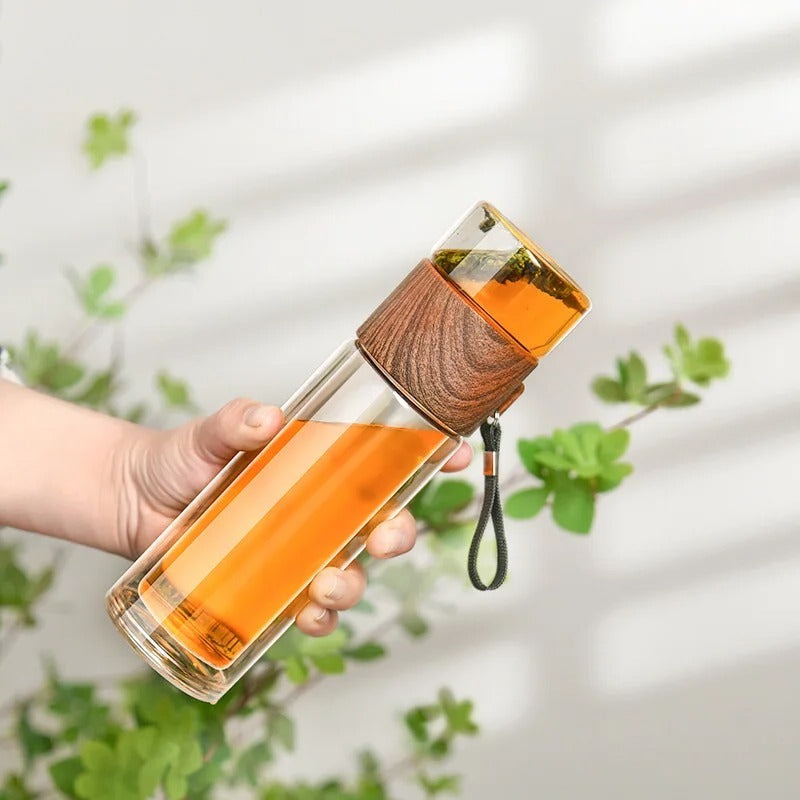 Botella Térmica ClearTherm Vidrio con Filtro de Té 500ml