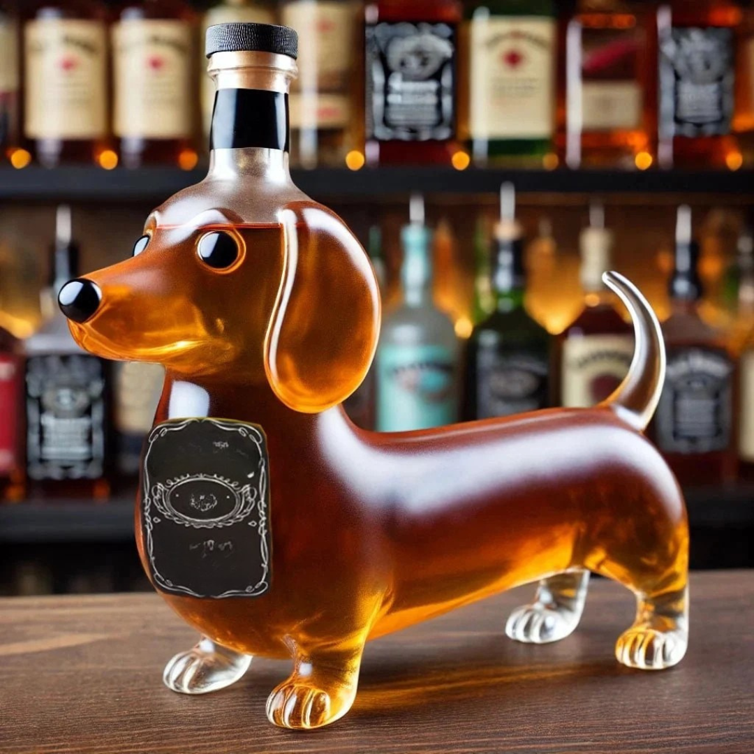 Decantador de Whisky de Vidrio - Diseño Perro - Elegante