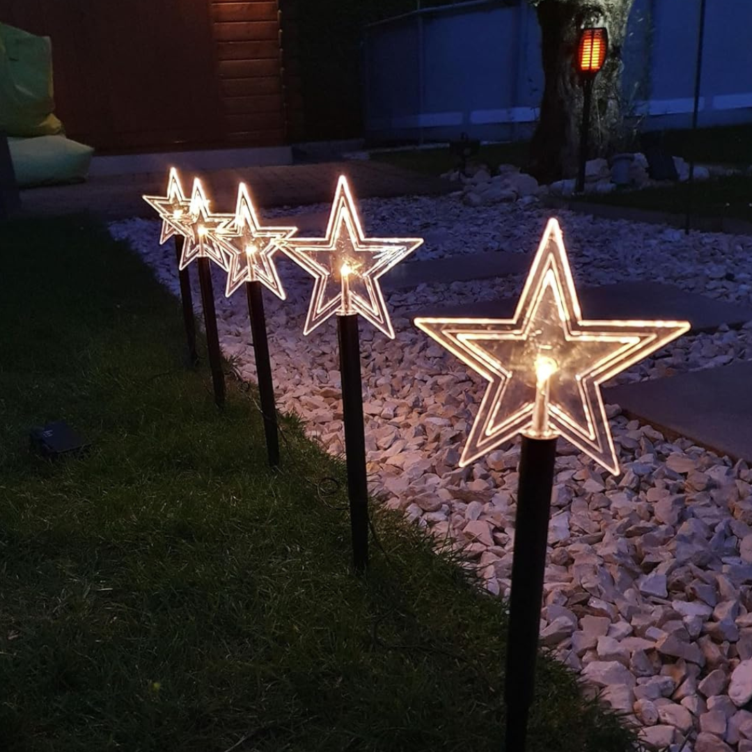 Luces de Estrella para Jardín – Decoración Navideña LED Exterior con Temporizador