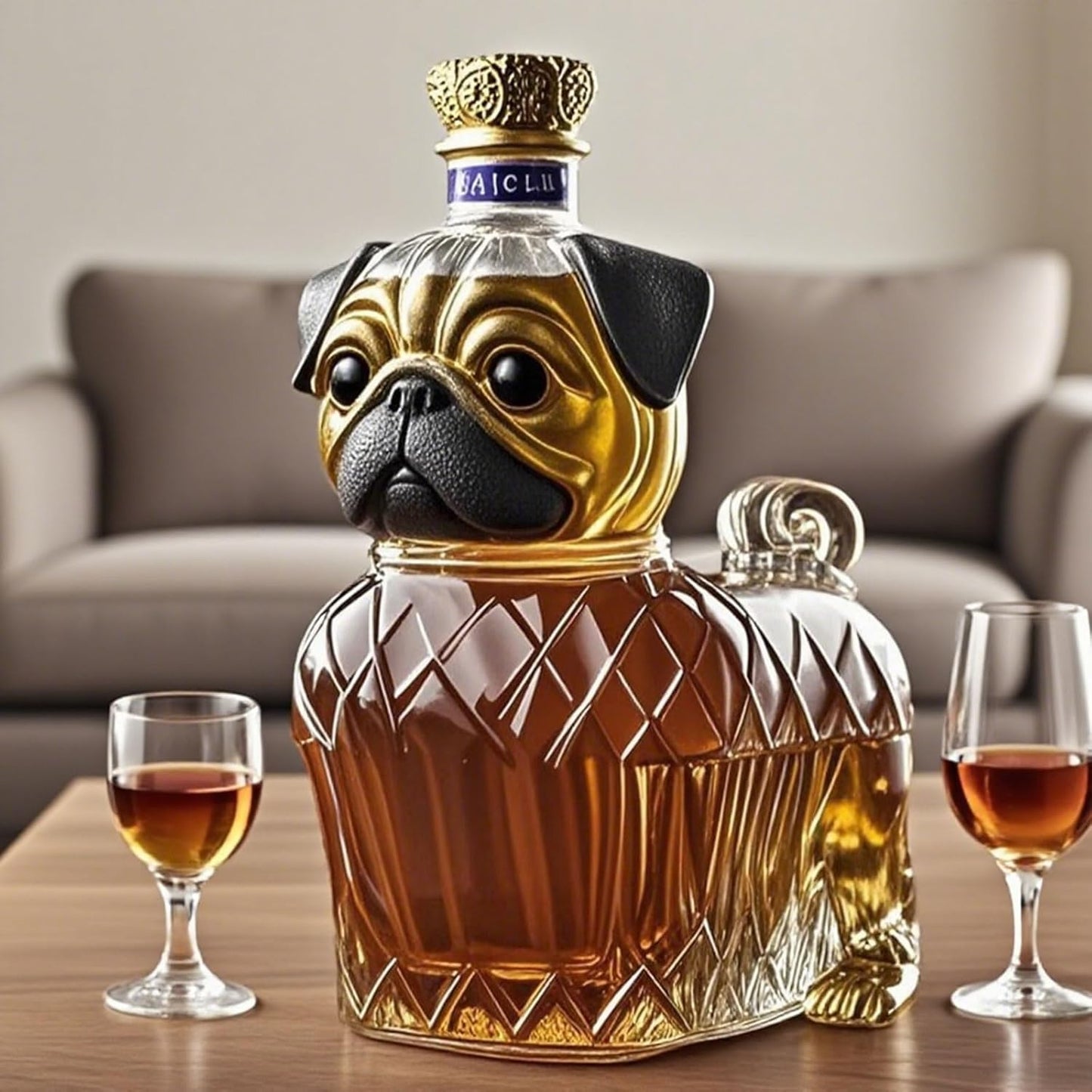 Decantador de Whisky de Vidrio - Diseño Perro - Elegante