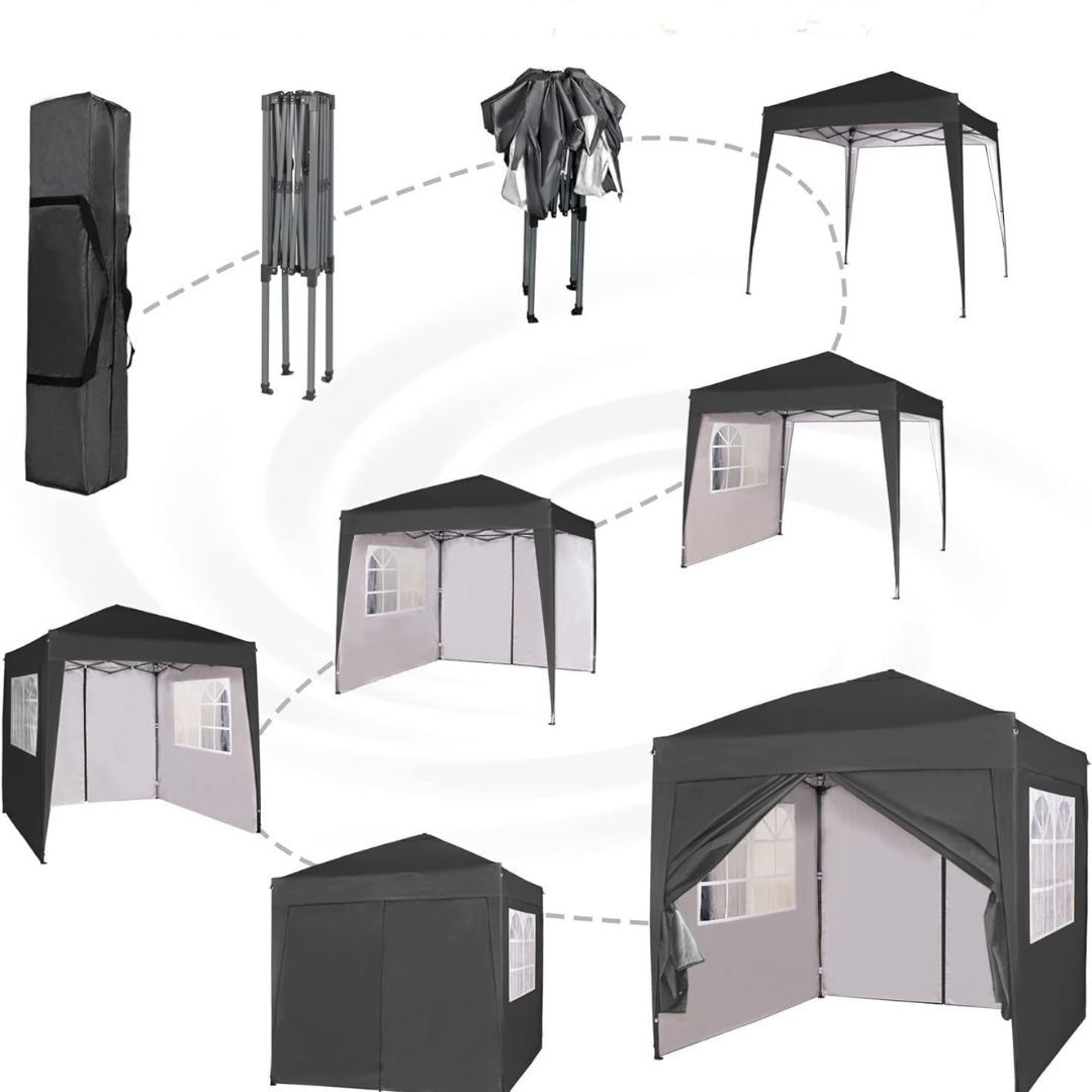 Carpa Gazebo Impermeable Exterior - Paneles Laterales Removibles