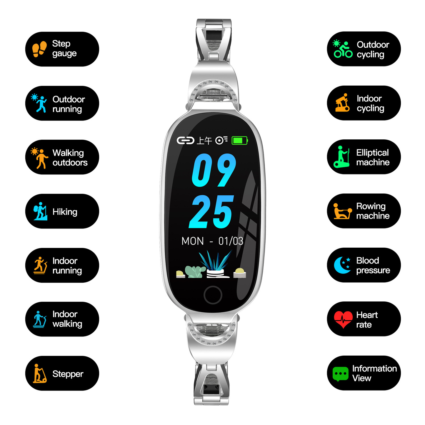 Smartwatch Fitness Mujer Elegante con Monitor de Salud