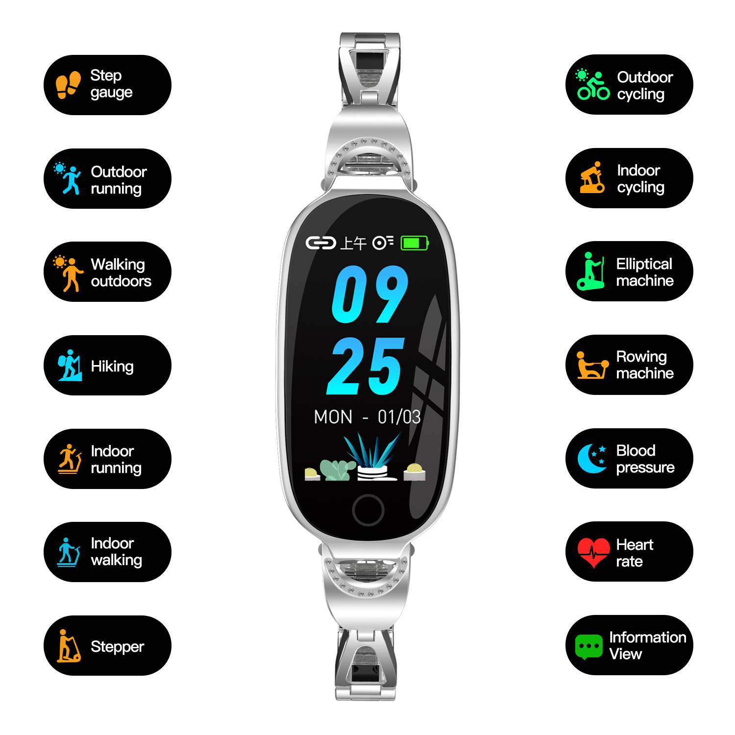 Smartwatch Fitness Mujer Elegante con Monitor de Salud