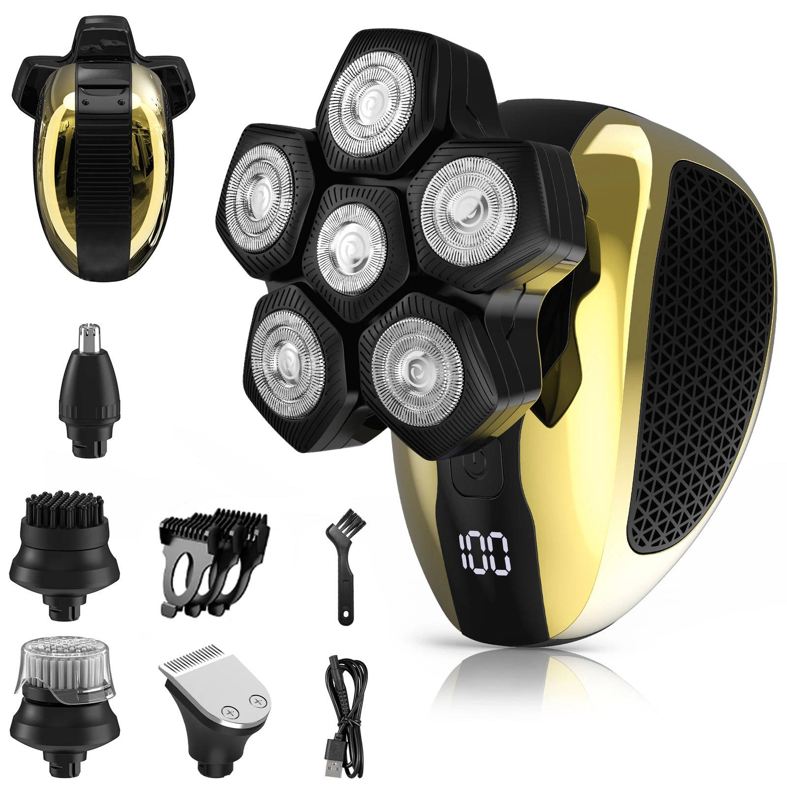 Afeitadora de Cabeza 6D Recargable para Hombres Calvos