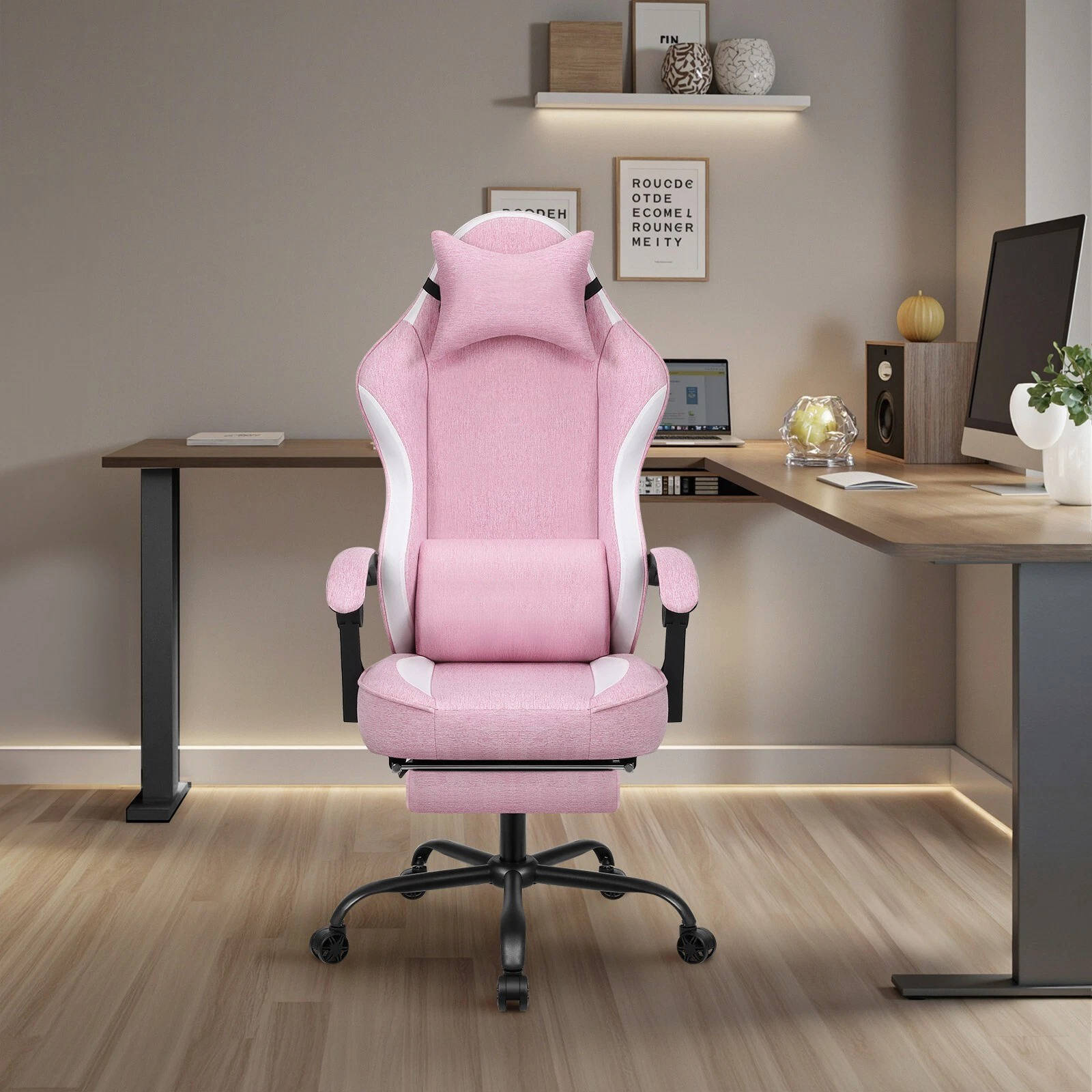 Silla de Juego Ergonómica con Reposapiés Ajustable