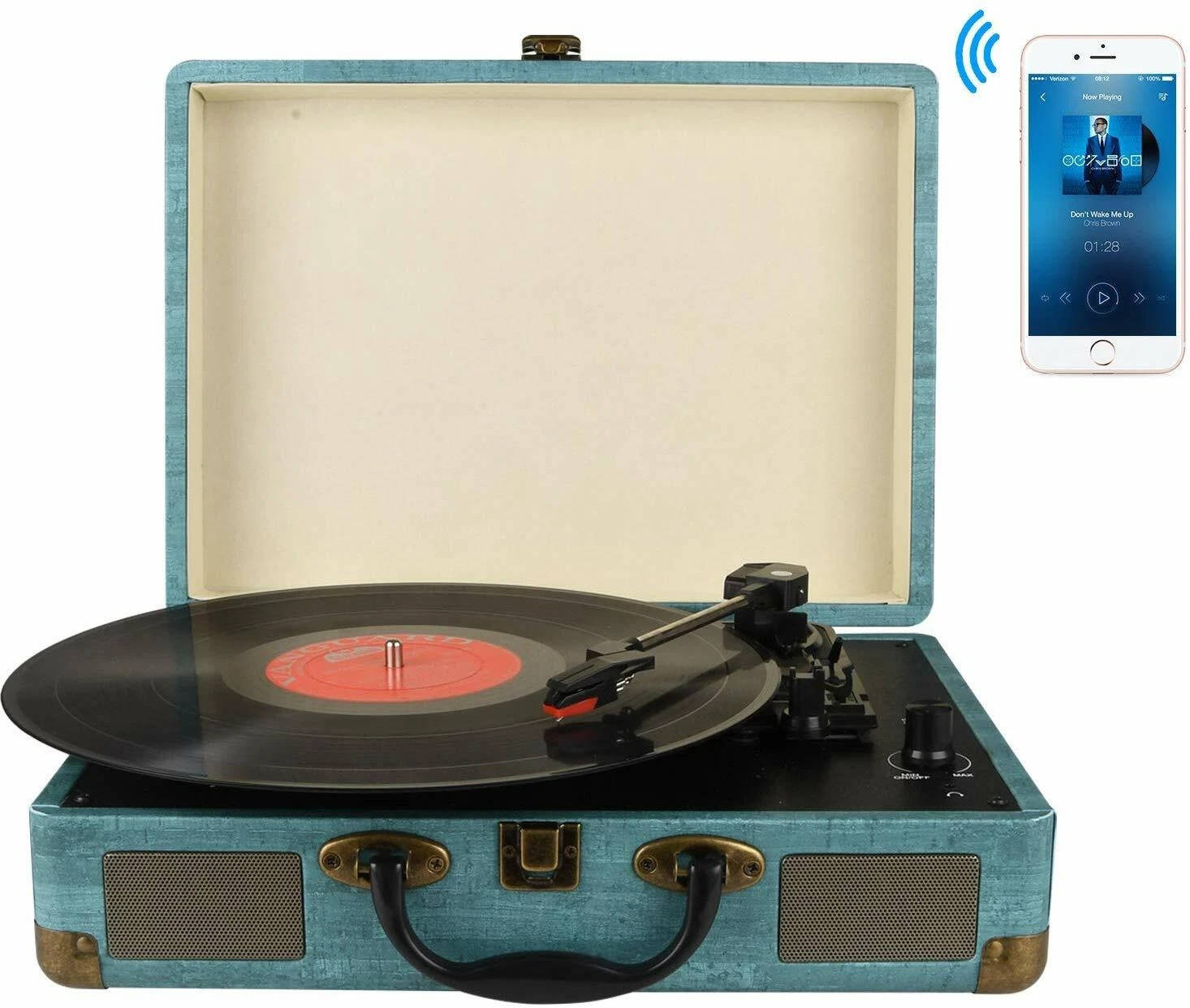 Tocadiscos Vintage Bluetooth 3 Velocidades con Altavoces