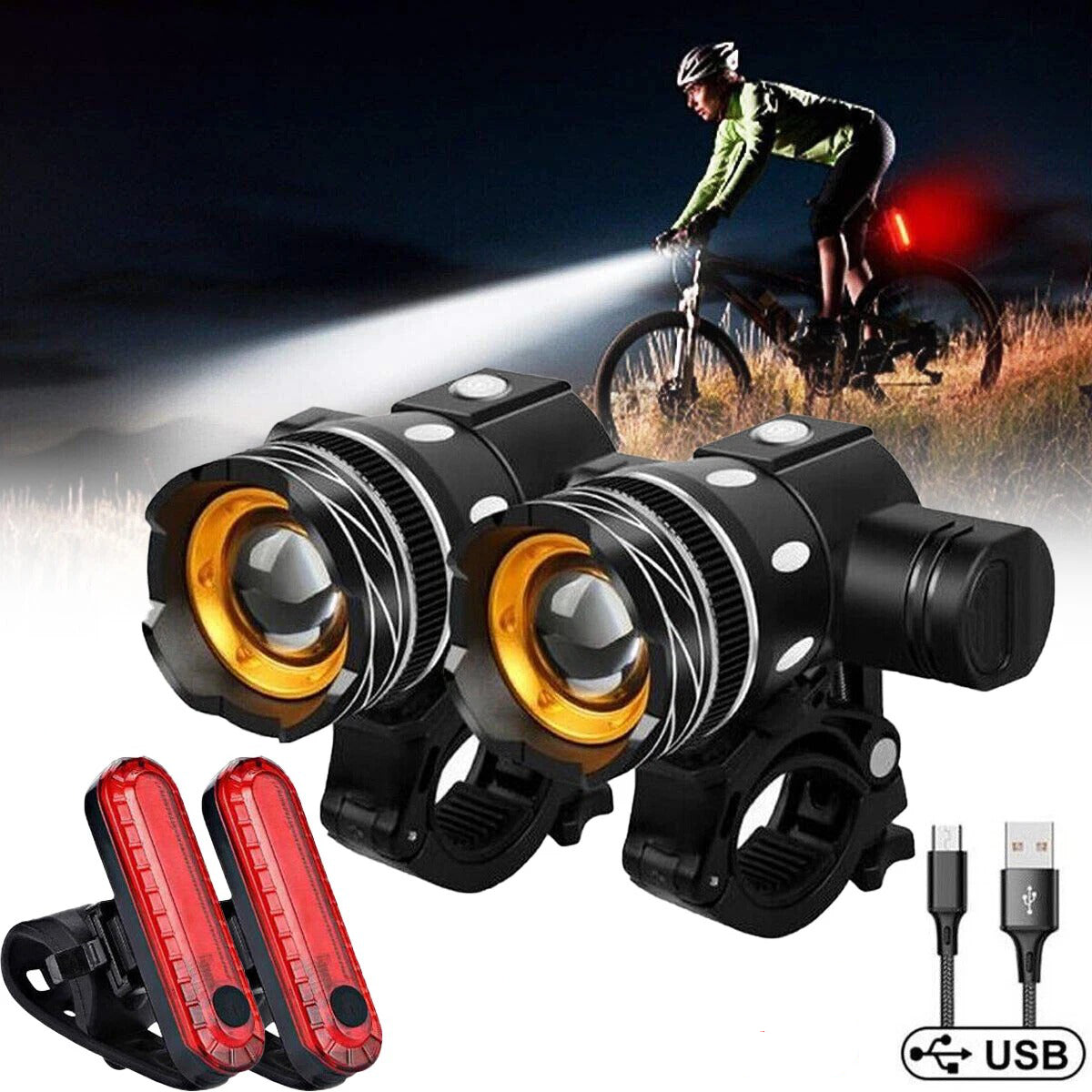 Luz Frontal de Bicicleta Súper Brillante 15000 Lúmenes
