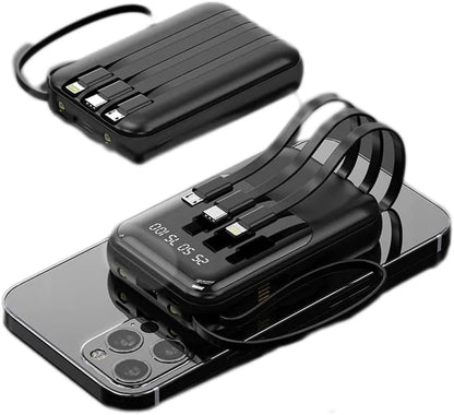 Batería Externa 10000mAh - Carga Rápida - Cables Integrados - Pantalla LED